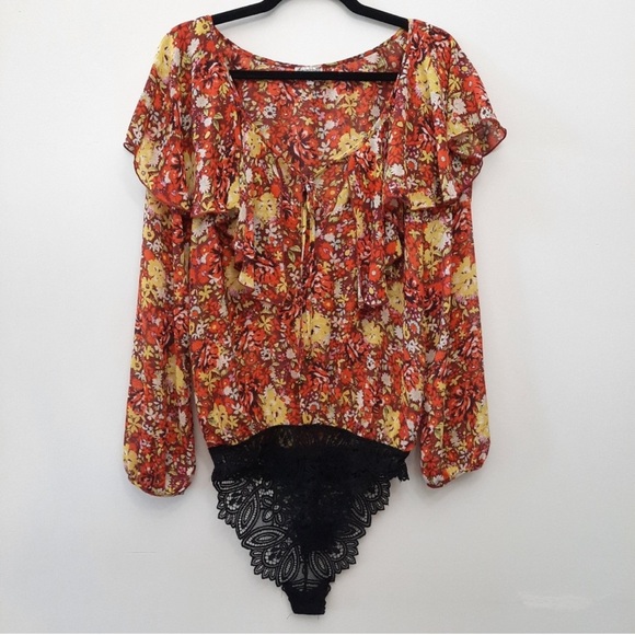 Free People Say It To Me Bodysuit Long Balloon Sleeve small - Picture 6 of 8